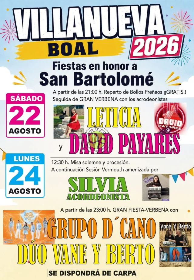 Fiestas de San Bartolomé 2026 en Villanova