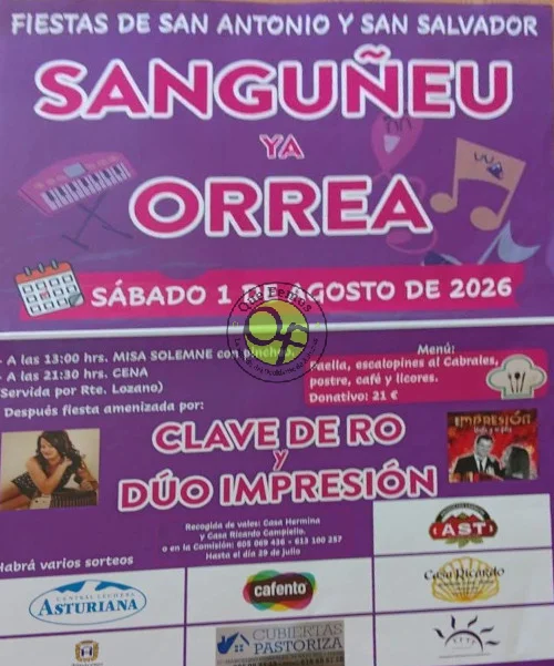 Las Fiestas de San Antonio y San Salvador 2026 en Sanguñeu y Orrea