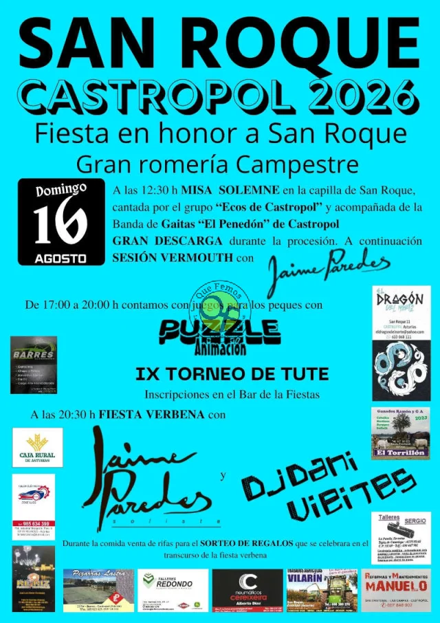 Fiesta de San Roque 2026 en Castropol