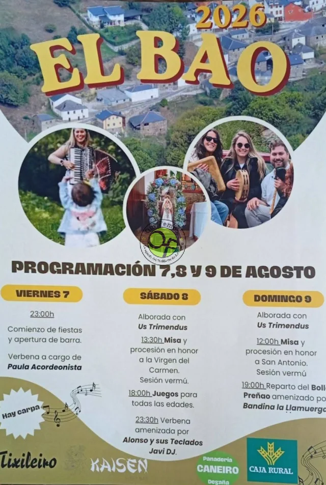 Fiestas de Nuestra Señora del Carmen 2026 en El Bao