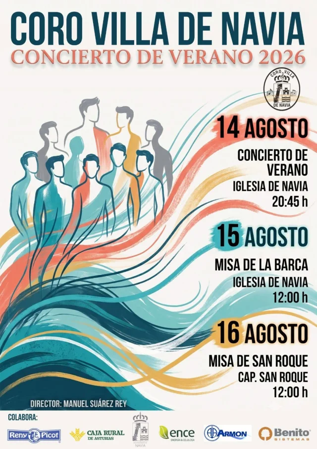 Concierto de Verano 2026 del Coro Villa de Navia y misas de la Barca y San Roque