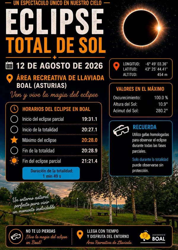 El área recreativa de Llaviada, en Boal, lista para el eclipse total de sol