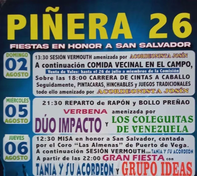 Fiestas de San Salvador 2026 en Piñera