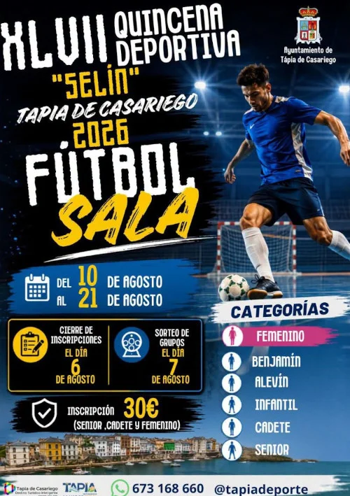 El fútbol sala brillará en la Quincena Deportiva 2026 de Tapia de Casariego