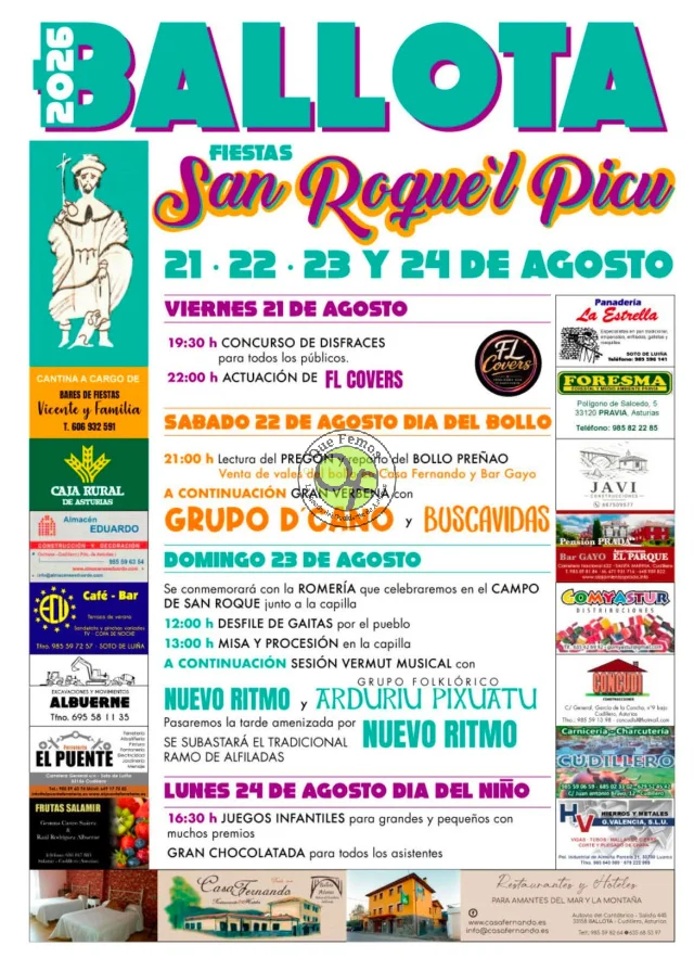 Fiestas de San Roque'l Picu 2026 en Ballota