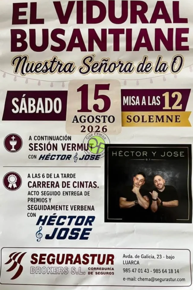 Fiestas de Nuestra Señora de la O en El Vidural y Busantiane 2026