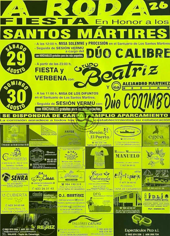 Fiesta de los Santos Mártires 2026 en A Roda