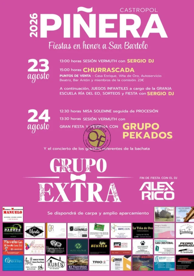 Fiestas de San Bartolo 2026 en Piñera