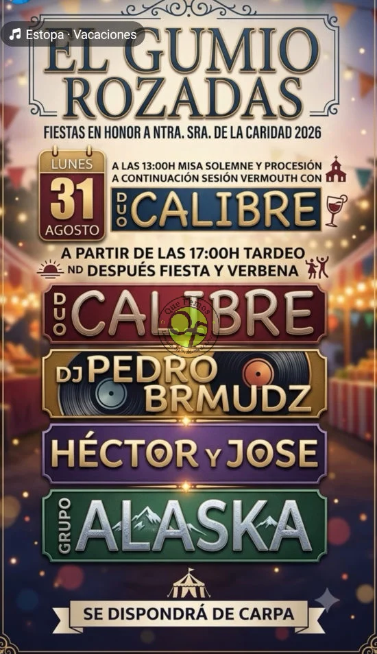 Fiestas de La Caridad 2026 en El Gumio y Rozadas