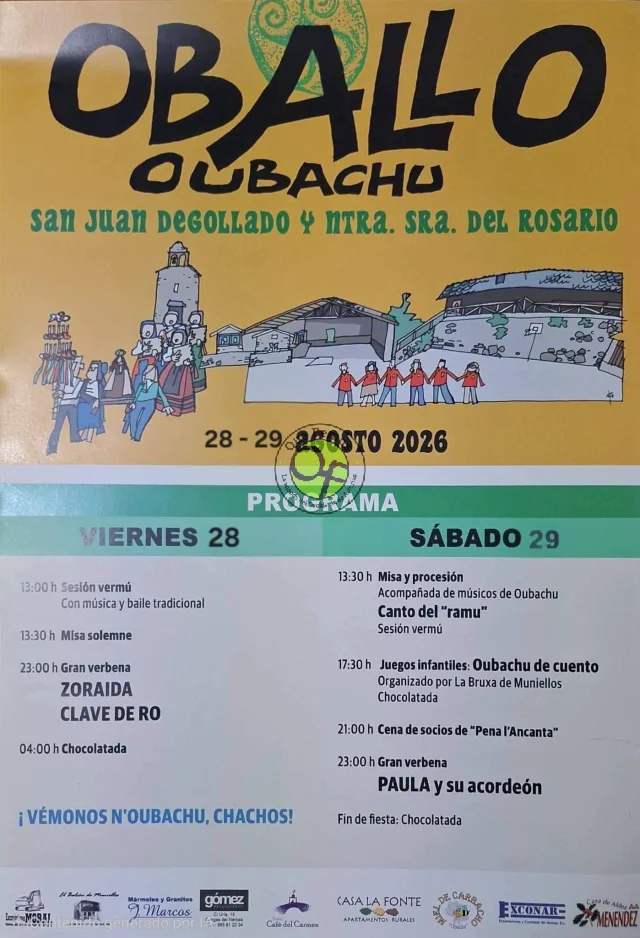 Fiestas de San Juan Degollado y Nuestra Señora del Rosario 2026 en Oubachu