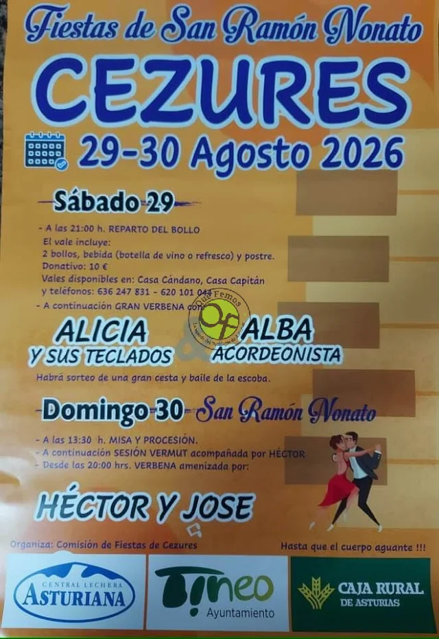 Fiestas de San Ramón Nonato 2026 en Cezures