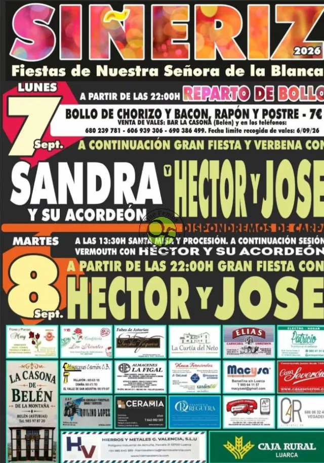 Fiestas de Nuestra Señora de la Blanca 2026 en Siñeriz