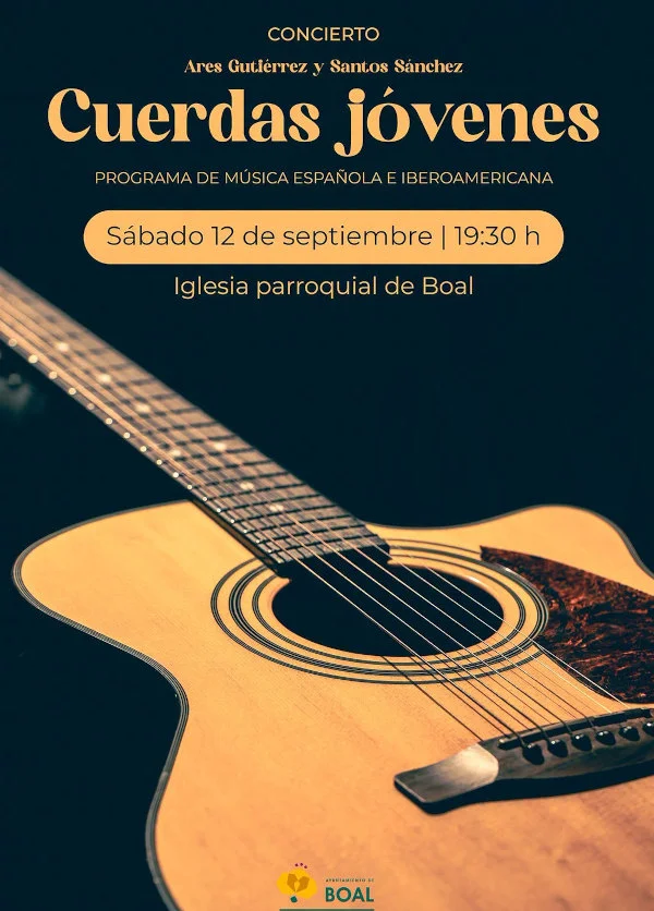 Concierto de guitarra en la iglesia de Boal con Ares Gutiérrez y Santos Sánchez