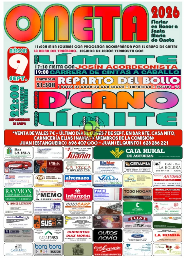 Fiestas de Santa María 2026 en Oneta