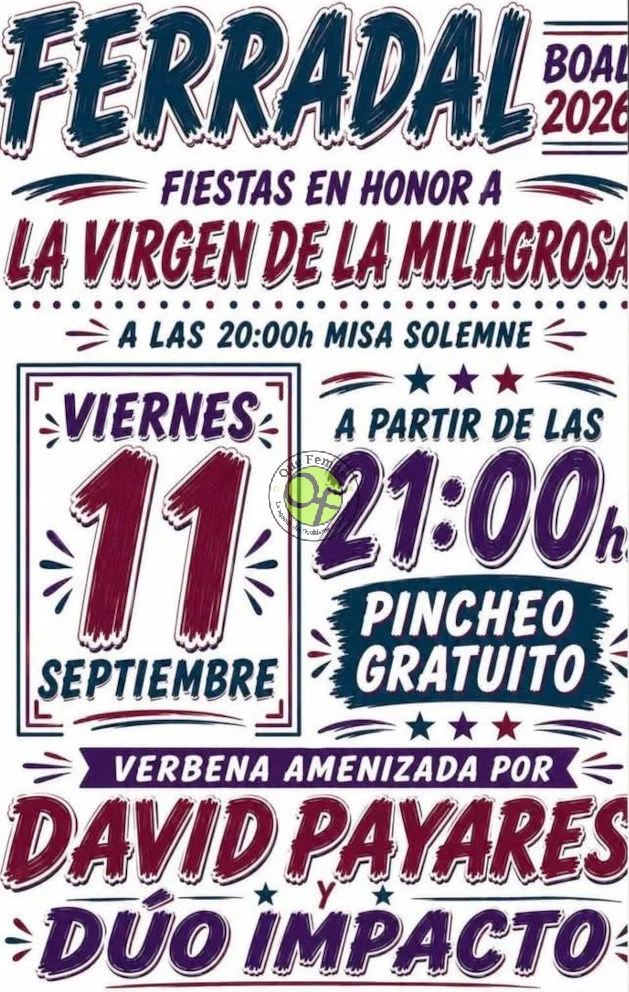 Fiestas de la Milagrosa 2026 en Ferradal