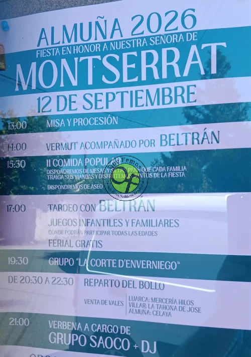 Fiesta de Nuestra Señora de Montserrat 2026 en Almuña