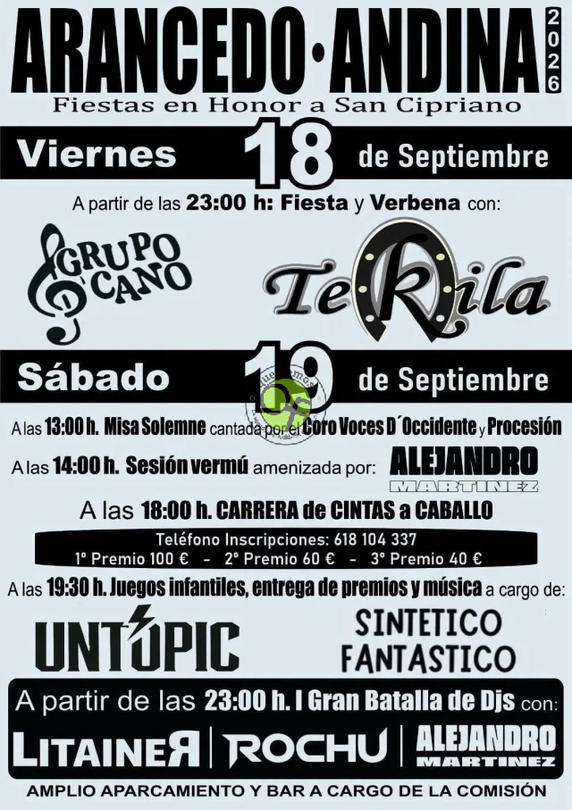 Fiestas de San Cipriano 2026 en Arancedo y Andía