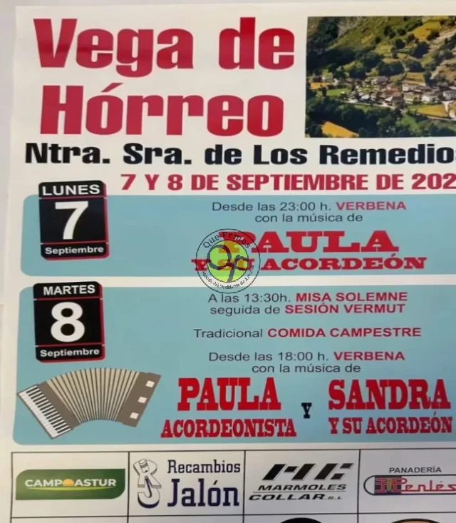 Fiestas de Nuestra Señora de los Remedios 2026 en Vega de Hórreo