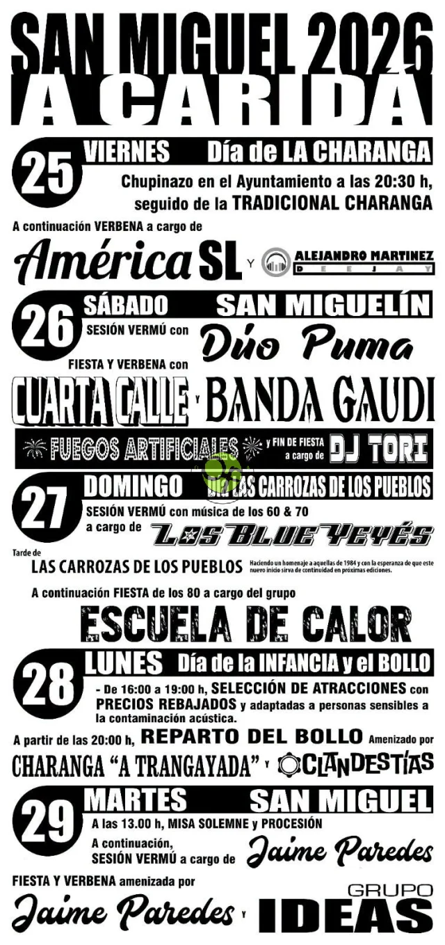 Fiestas de San Miguel 2026 en A Caridá