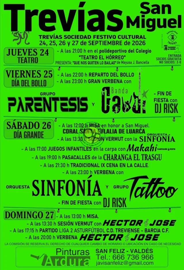 Fiestas de San Miguel 2026 en Trevías