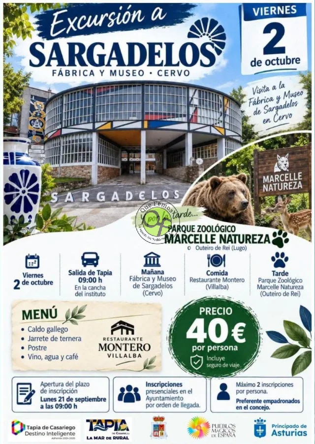 En Tapia de Casariego organizan una excursión a Sargadelos y al parque zoológico Marcelle Naturaleza