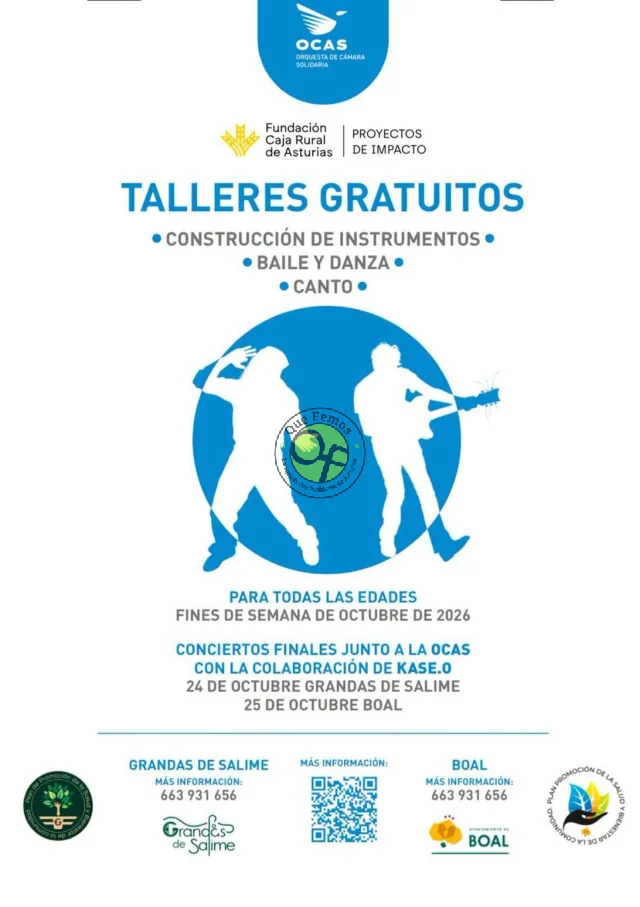 Sonidos del Tiempo 2026: talleres musicales gratuitos en Boal y Grandas