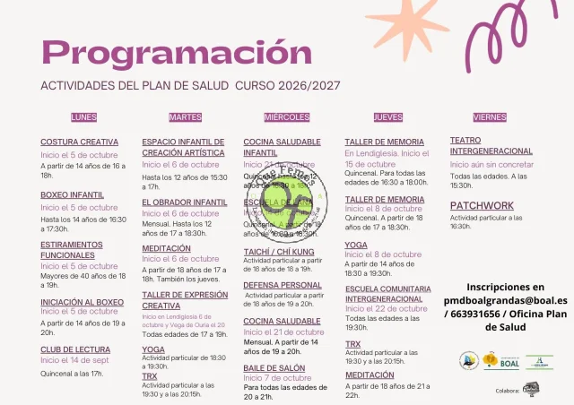 El Plan de Salud de Boal inicia el curso 2026/2027