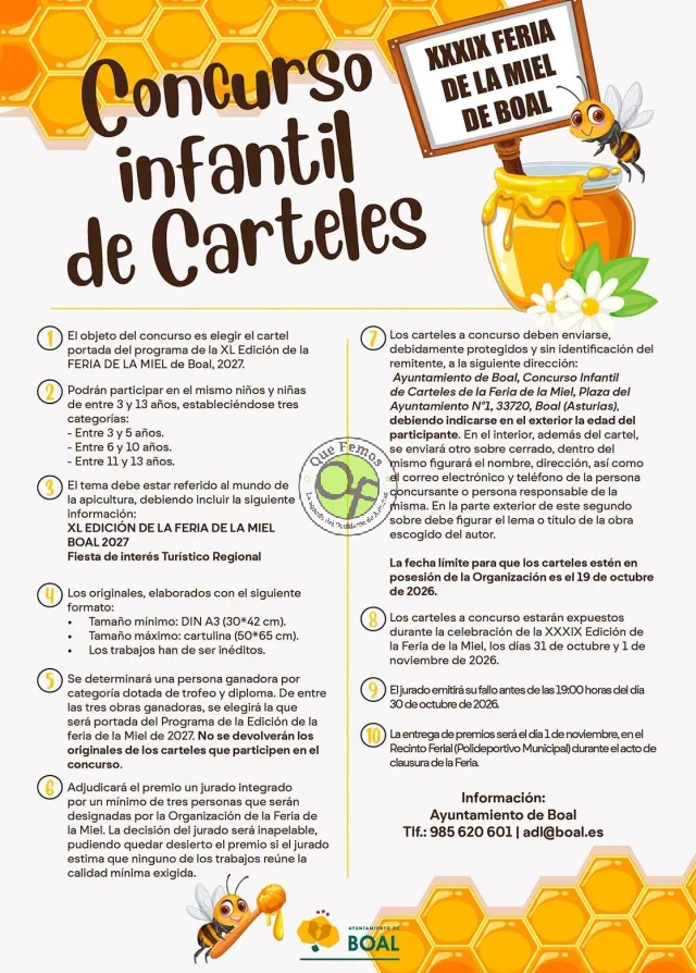 Un año más, Boal convoca el concurso infantil de carteles con la miel como protagonista