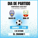 Domingo de fútbol en Salas con el partido que enfrenta al Salas C.D. con el Boal C.F.