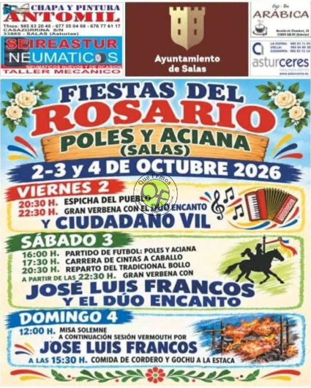 Fiestas del Rosario 2026 en Poles y Aciana
