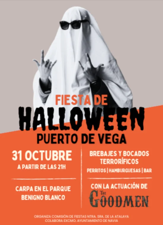 Fiesta de Halloween 2026 en Puerto de Vega con concierto de The Goodmen