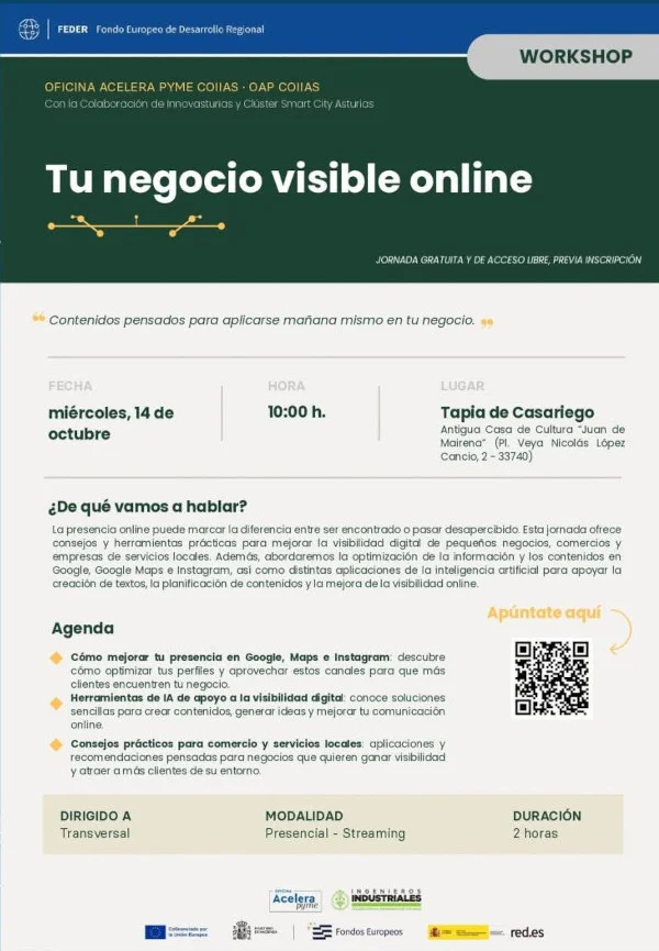 Taller gratuito sobre visibilidad online en Tapia de Casariego