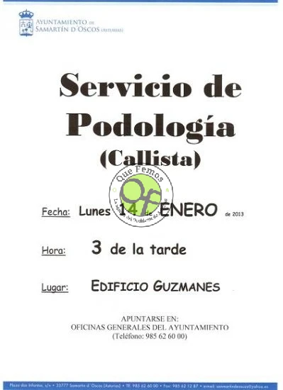 Servicio de Podología en San Martín de Oscos