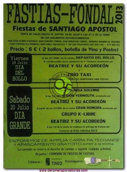 Fiestas de Santiago Apostol 2013 en Fastias y Fondal