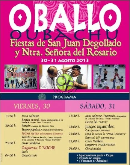 Fiestas de San Juan Degollado y el Rosario en Oballo 2013