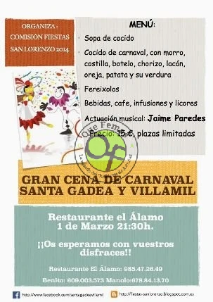 Cena de Carnaval de Santa Gadea y Villamil 2014