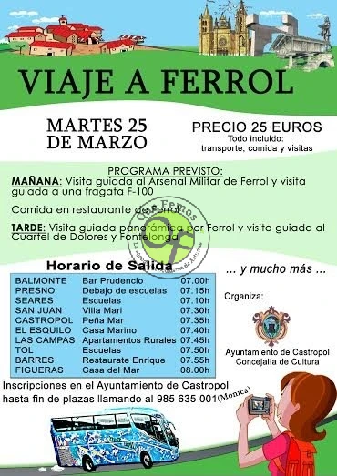 El Ayuntamiento de Castropol organiza un viaje a Ferrol