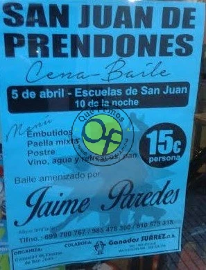 Cena-baile en San Juan de Prendonés